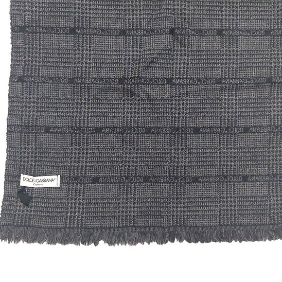 Dolce & Gabbana Vintage Black White Logo Print Plaid Scarf - Picture 11 of 13